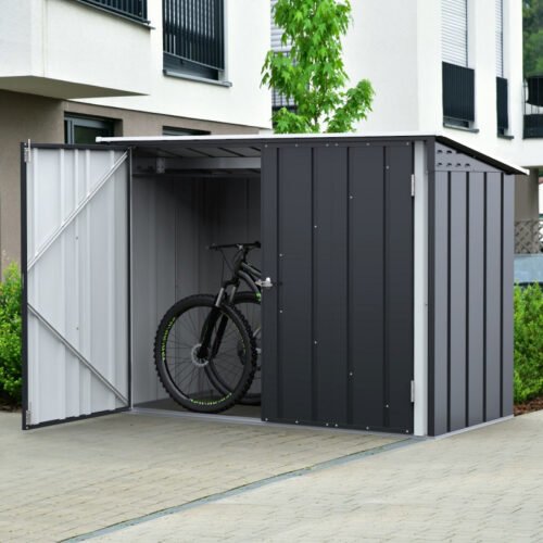 Abri à vélos en acier anthracite monopente 2.5m²