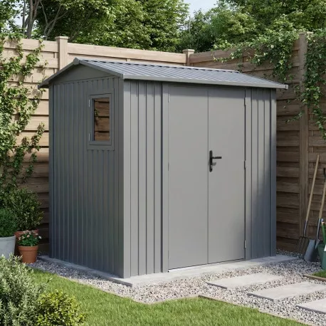 Abri de jardin en acier galvanisé 4.8m² Roka kit d'ancrage