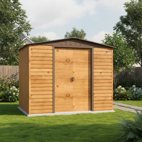 Abri de jardin en métal 4.78m² imitation bois
