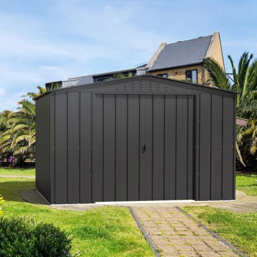 Abri de jardin en métal 7.75m²  anthracite imitation bois