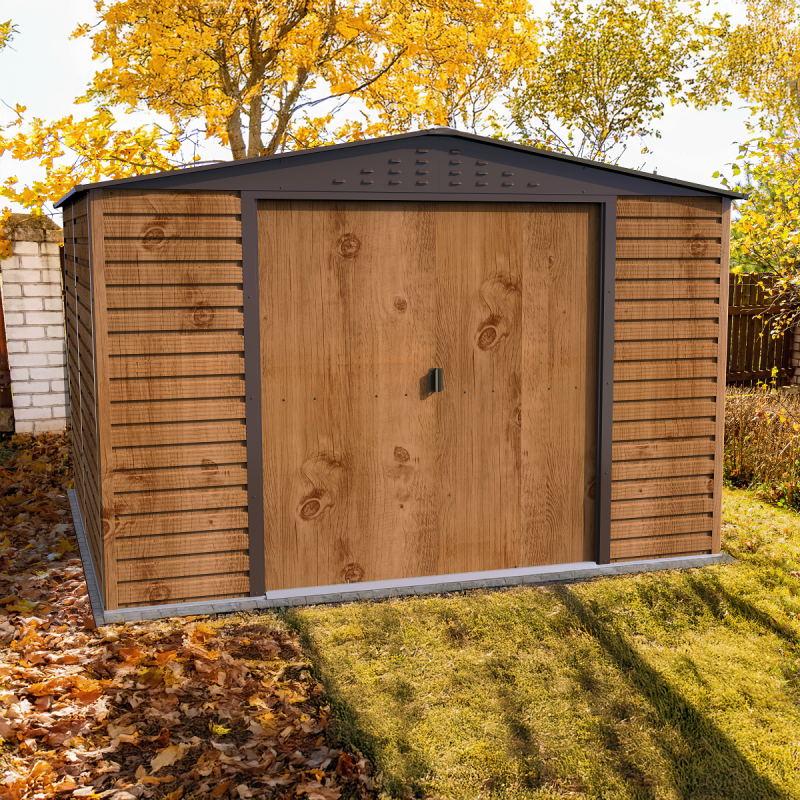 Abri de jardin en métal 9.75m² imitation bois