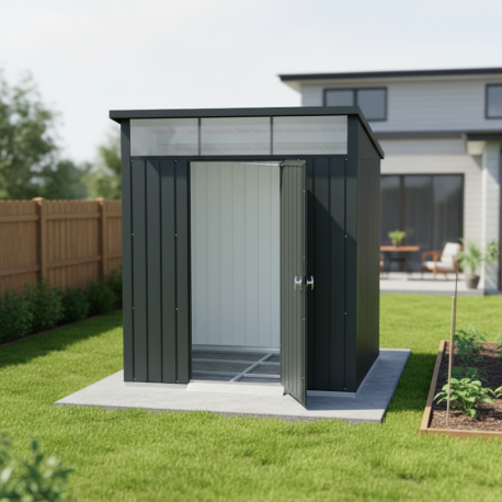 Abri de jardin en métal anthracite 3.92m² + kit d'ancrage