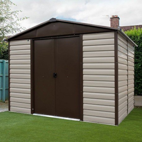Abri de jardin métal 11.39m² beige kit d'ancrage inclus – Image 4