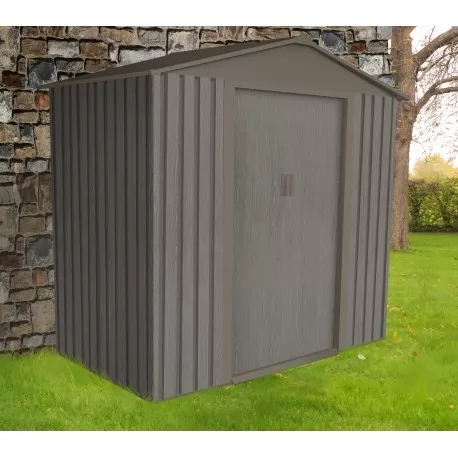 Abri de jardin métal 2.43m² imitation bois vieilli