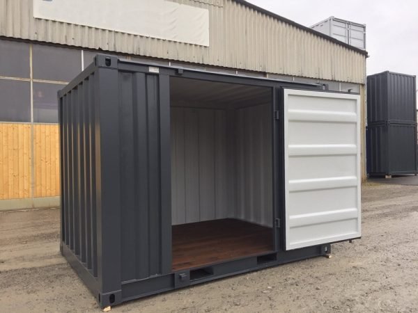 Conteneur de stockage 9 pieds gris avec porte latérale