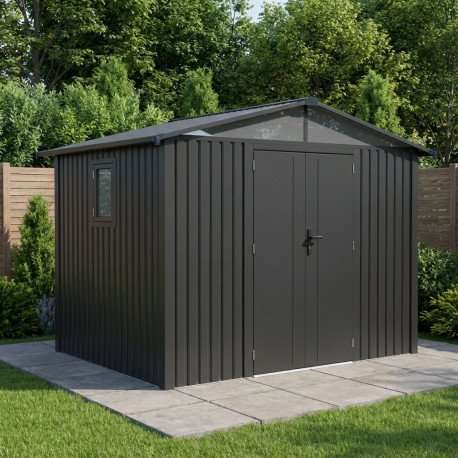 Abri de jardin en acier galvanisé 5.80m² Kosto double pente