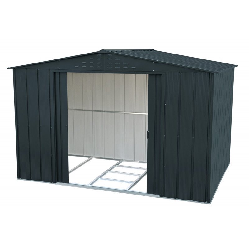 Abri de jardin en métal 7.75m² anthracite imitation bois – Image 3