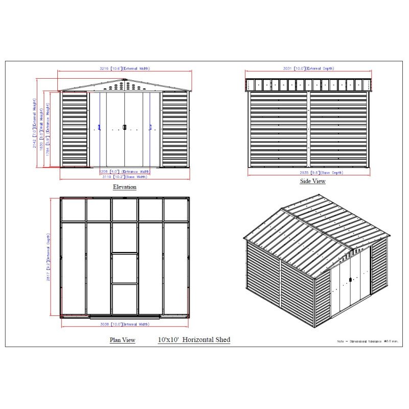Abri de jardin en métal 9.75m² imitation bois – Image 4