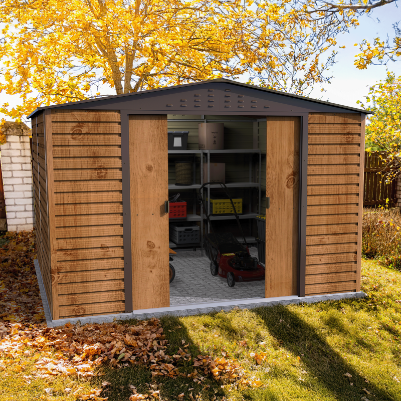 Abri de jardin en métal 9.75m² imitation bois – Image 5