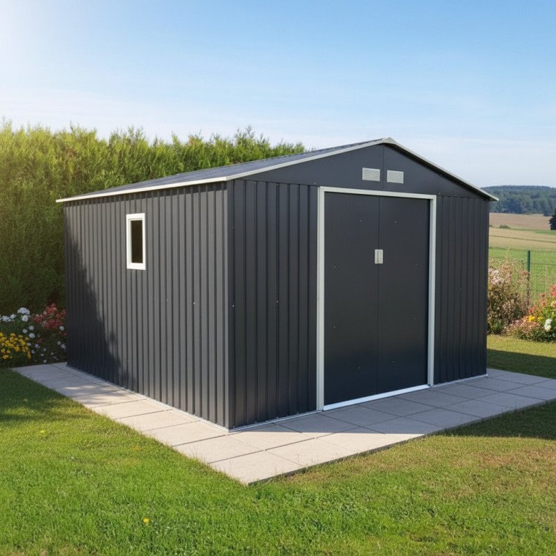 Abri de jardin 10.85m² métal PLUS anthracite
