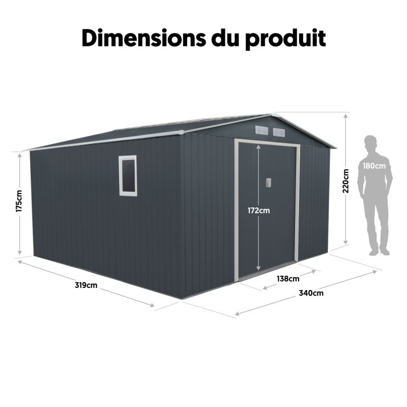 Abri de jardin 10.85m² métal PLUS anthracite – Image 2