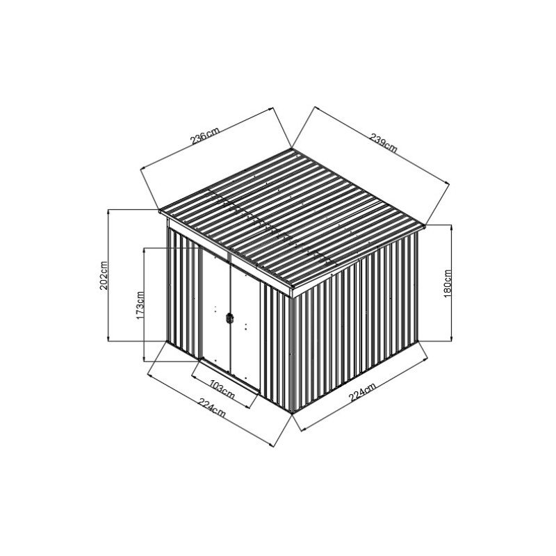 Abri de jardin métal 5.64m² Skylight anthracite – Image 5