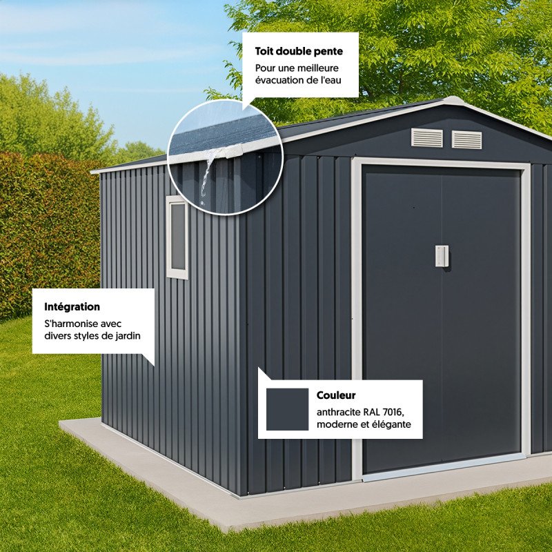 Abri de jardin métal 7.06m² PLUS anthracite – Image 3