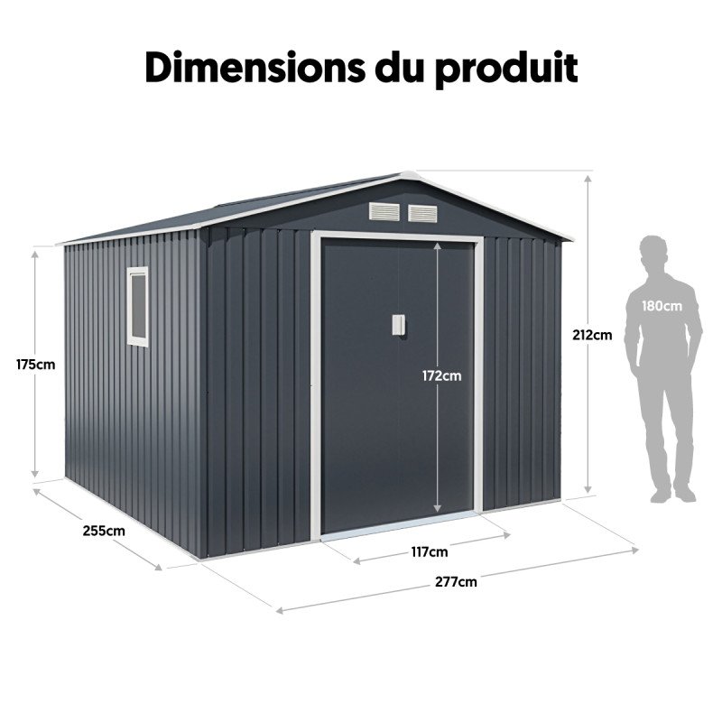 Abri de jardin métal 7.06m² PLUS anthracite – Image 2