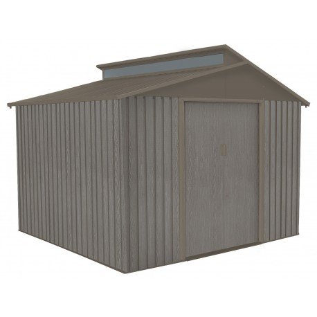 Abri de jardin métal 7.25m² avec puit de lumière imitation bois vieilli – Image 2