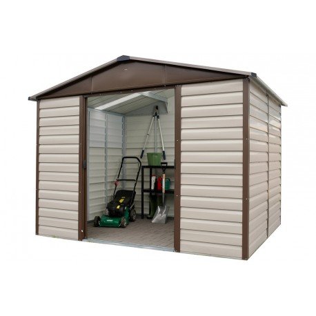 Abri de jardin métal 11.39m² beige kit d'ancrage inclus – Image 3