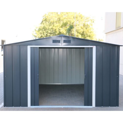Abri en métal parois hautes 11,69m² anthracite Colussus