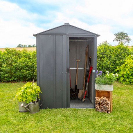 Abri de jardin 1.5m² toit double pente en acier galvanisé anthracite
