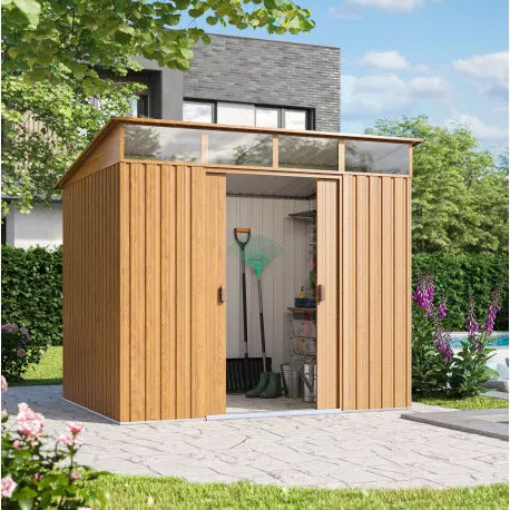 Abri de jardin 4.05m² en acier galvanisé marron Lübeck 86
