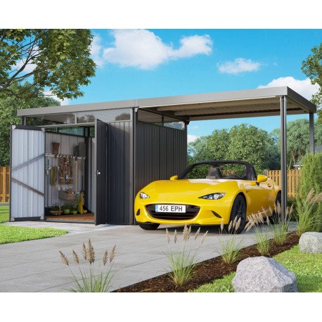 Abri de jardin 6.43m² en acier galvanisé gris anthracite
