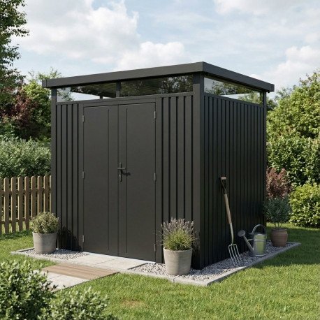 Abri de jardin en acier galvanisé 5.29m² Kosto gris foncé
