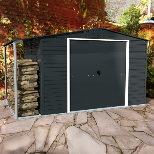 Abri de jardin en métal anthracite 7.81m² avec appentis