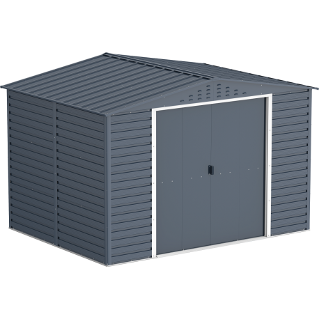 Abri de jardin en métal anthracite 7.81m² kit fondation ALPINE