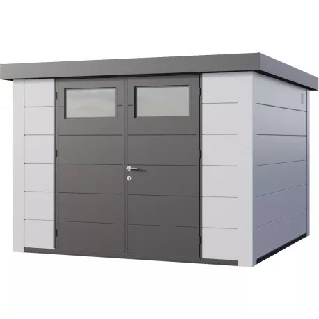 Abri en acier galvanisé blanc 8.9m² avec double porte