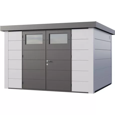 Abri en acier galvanisé blanc 9.8m² avec double porte