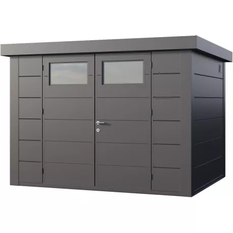 Abri en acier galvanisé gris anthracite 7.1m² avec double porte