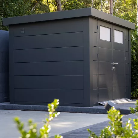 Abri en acier galvanisé gris anthracite 9.8m² avec