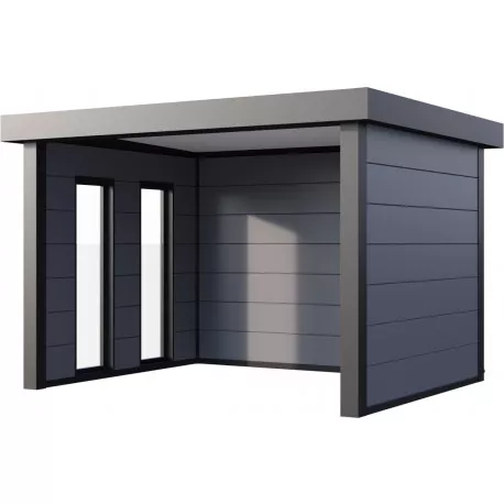 Auvent de jardin en acier galvanisé 10.7m² gris clair