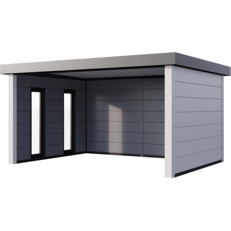 Auvent de jardin en acier galvanisé 17.1m² gris blanc