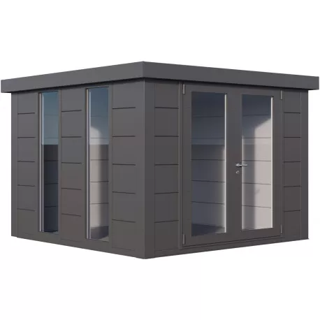 Pavillon de jardin en acier galvanisé 19.3m² gris clair
