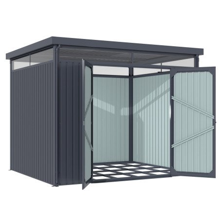 Abri de jardin 6.43m² en acier galvanisé gris anthracite