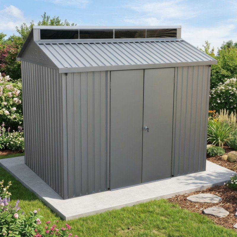 Abri de jardin en aluminium 4.33m² gris avec puits de lumière – Image 13