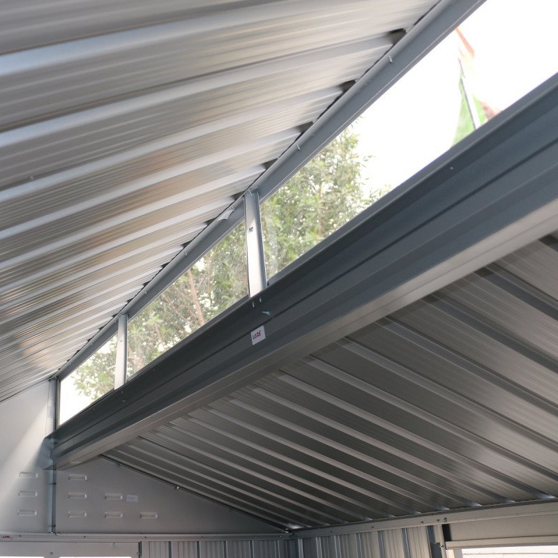 Abri de jardin en aluminium 4.33m² gris avec puits de lumière – Image 4