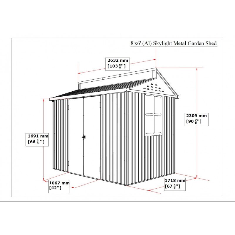 Abri de jardin en aluminium 4.33m² gris avec puits de lumière – Image 12